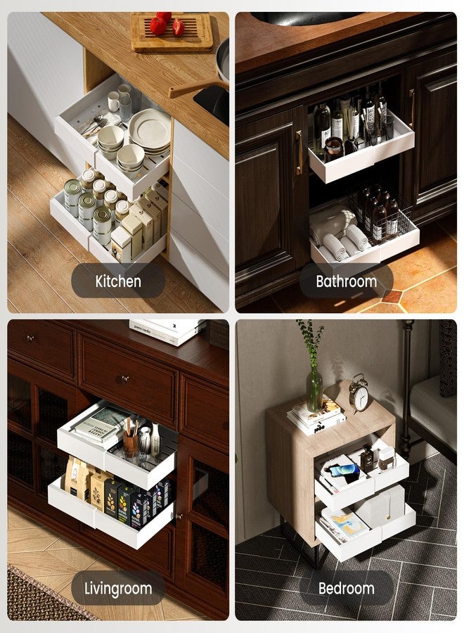 DAYONE Pull Out Cabinet Organizer White, Expandable 12.6"-20.5" Drawers for Kitchen Cabinets, Under Sink Pull-Out Drawer Cabinet Organizer and Storage with Adhesive Nano, 1 pc - Image 2